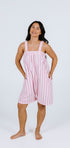 Baby pink striped short Ready Freddie fleece onesie