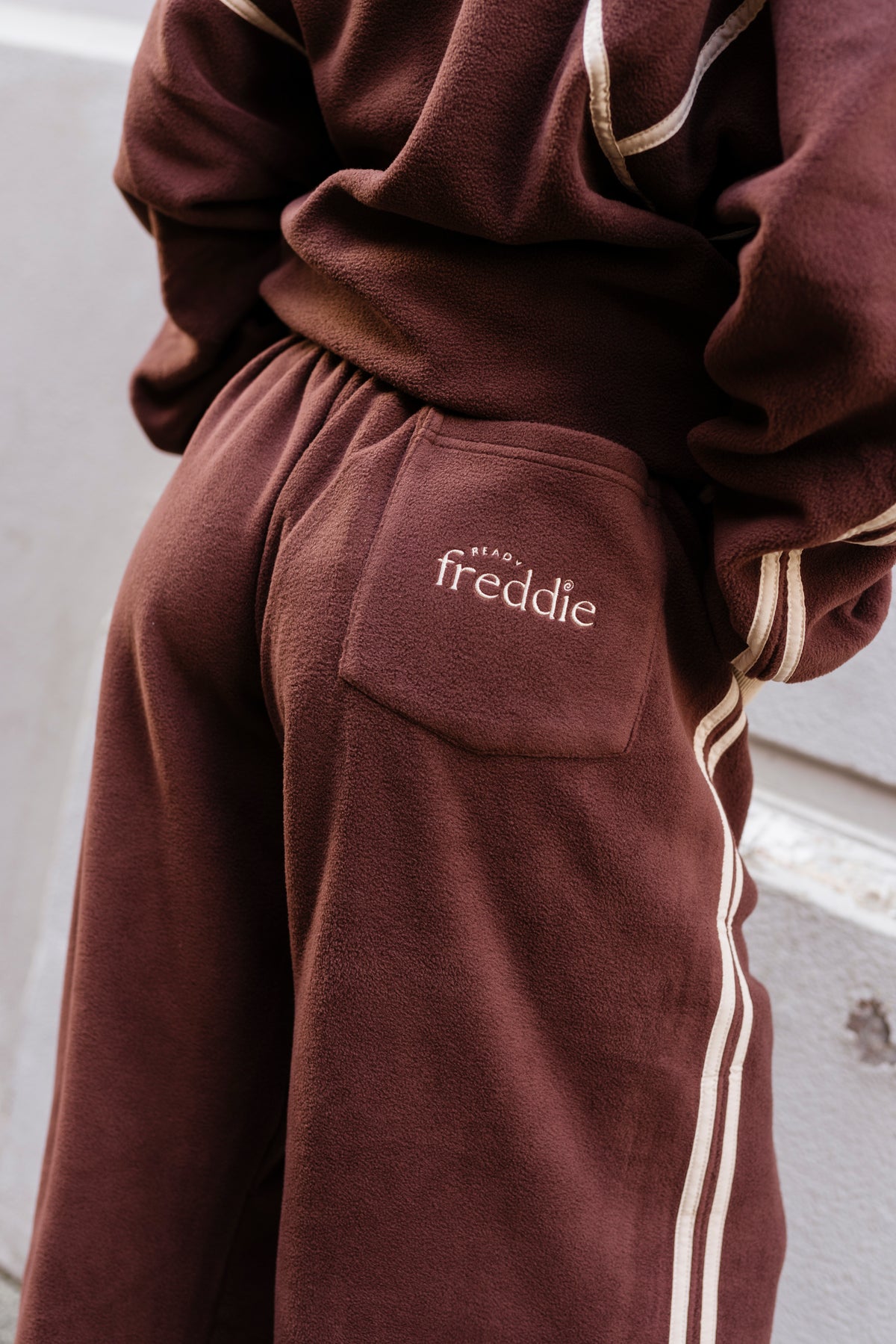 Brown Ready Freddie polar fleece track pants