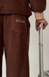 Brown track pants in short and long lengths, S/M and L/XL