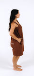 Coffee bean brown short onesie in 100% polyester polar fleece