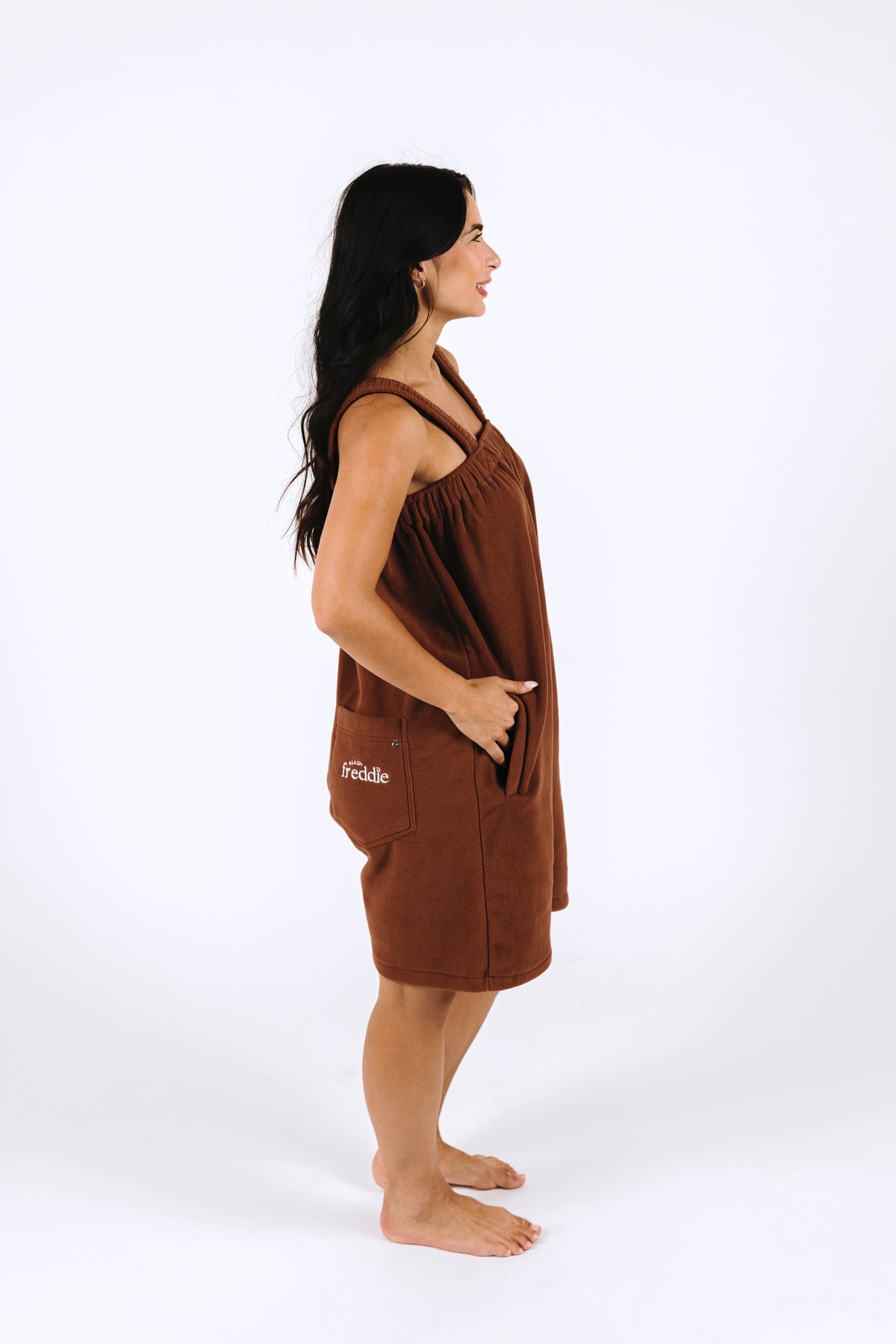 Coffee bean brown short onesie in 100% polyester polar fleece