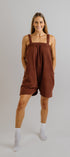 Cosy coffee bean brown short polar fleece one piece
