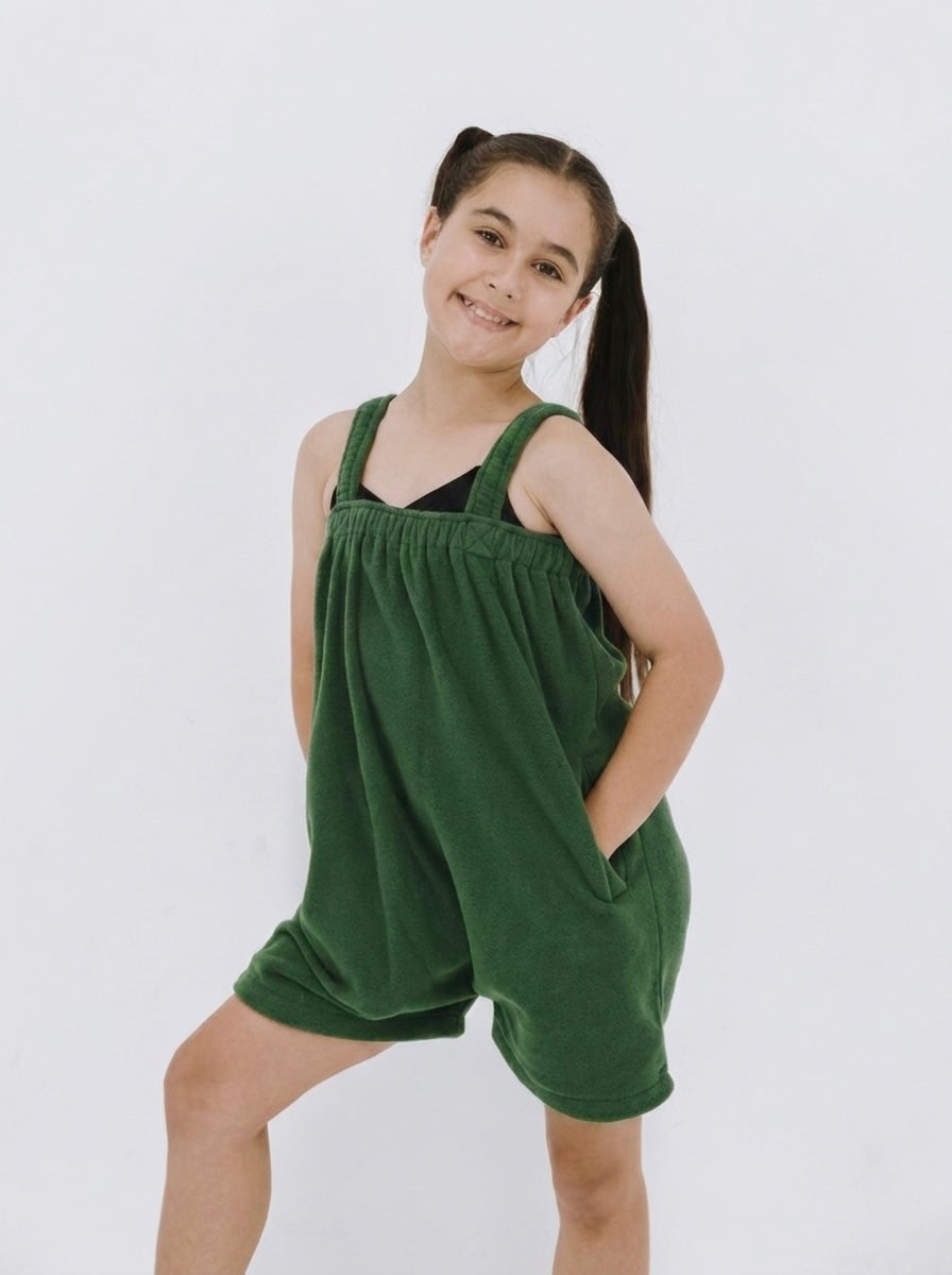 Dark green kids fleece onesie in Junior and Teen sizes