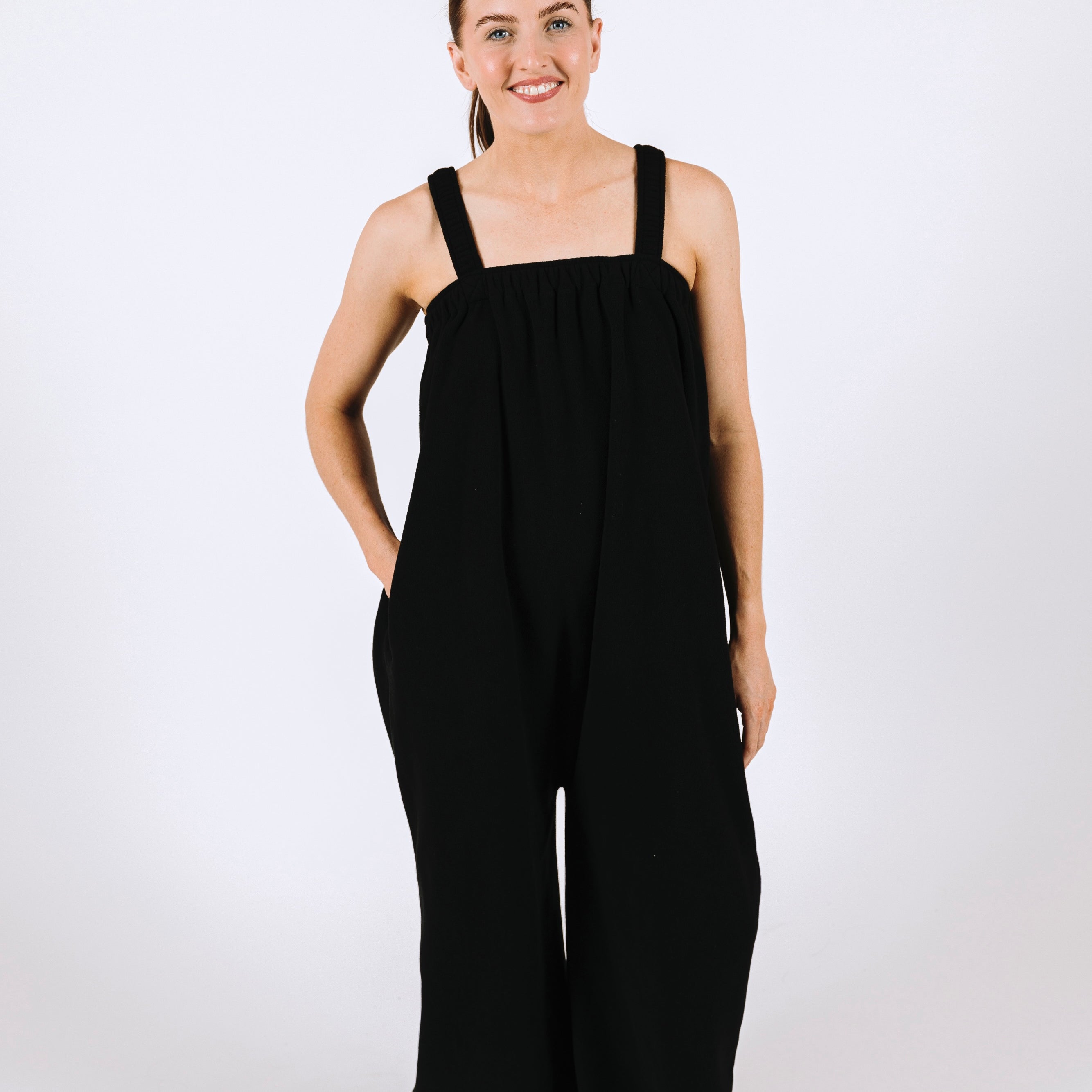 Dark roast black long Ready Freddie polar fleece onesie