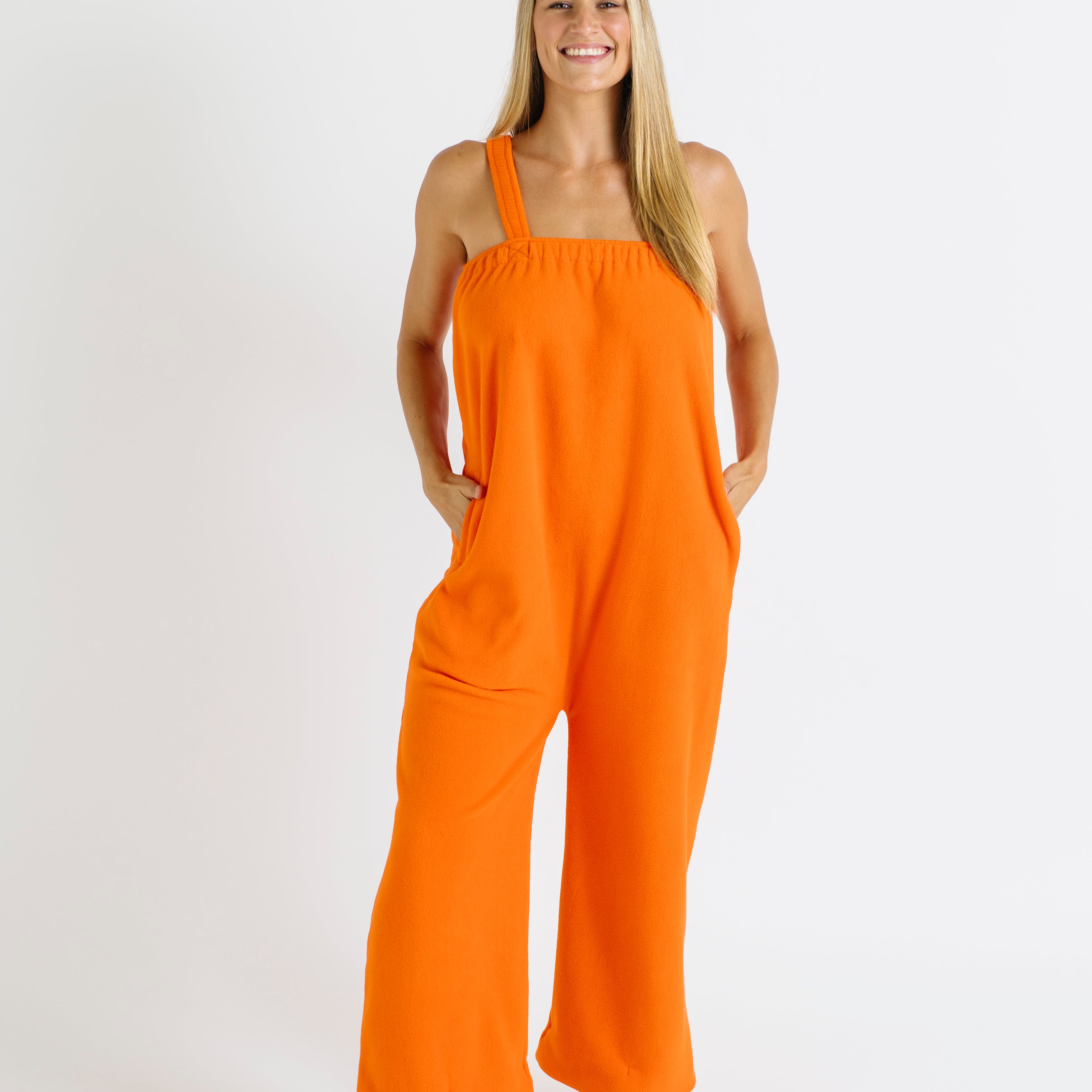 Freshly squeezed orange long Ready Freddie polar fleece onesie