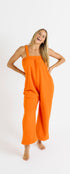 Orange long onesie in 100% polyester polar fleece