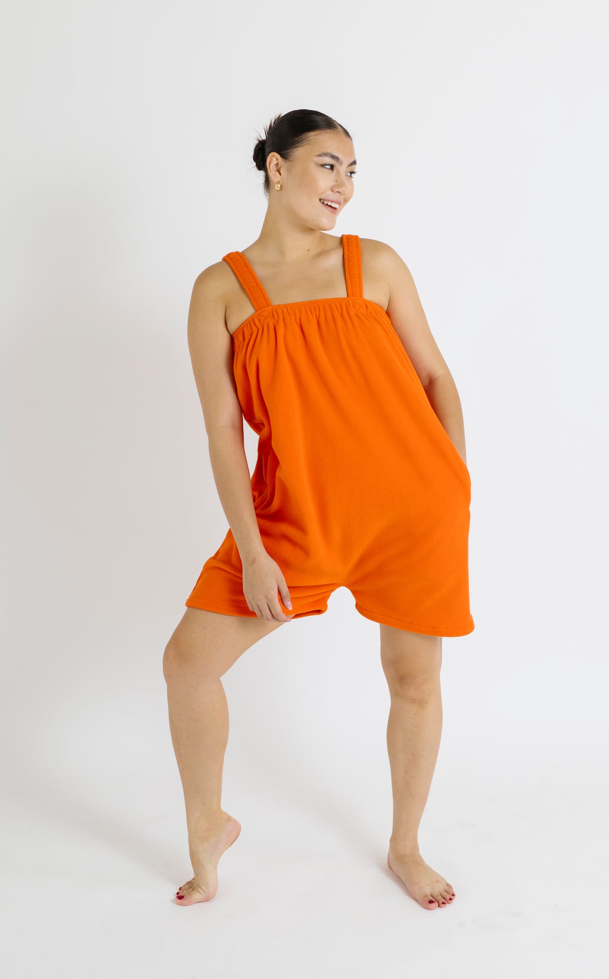 Freshly squeezed orange short Ready Freddie polar fleece onesie