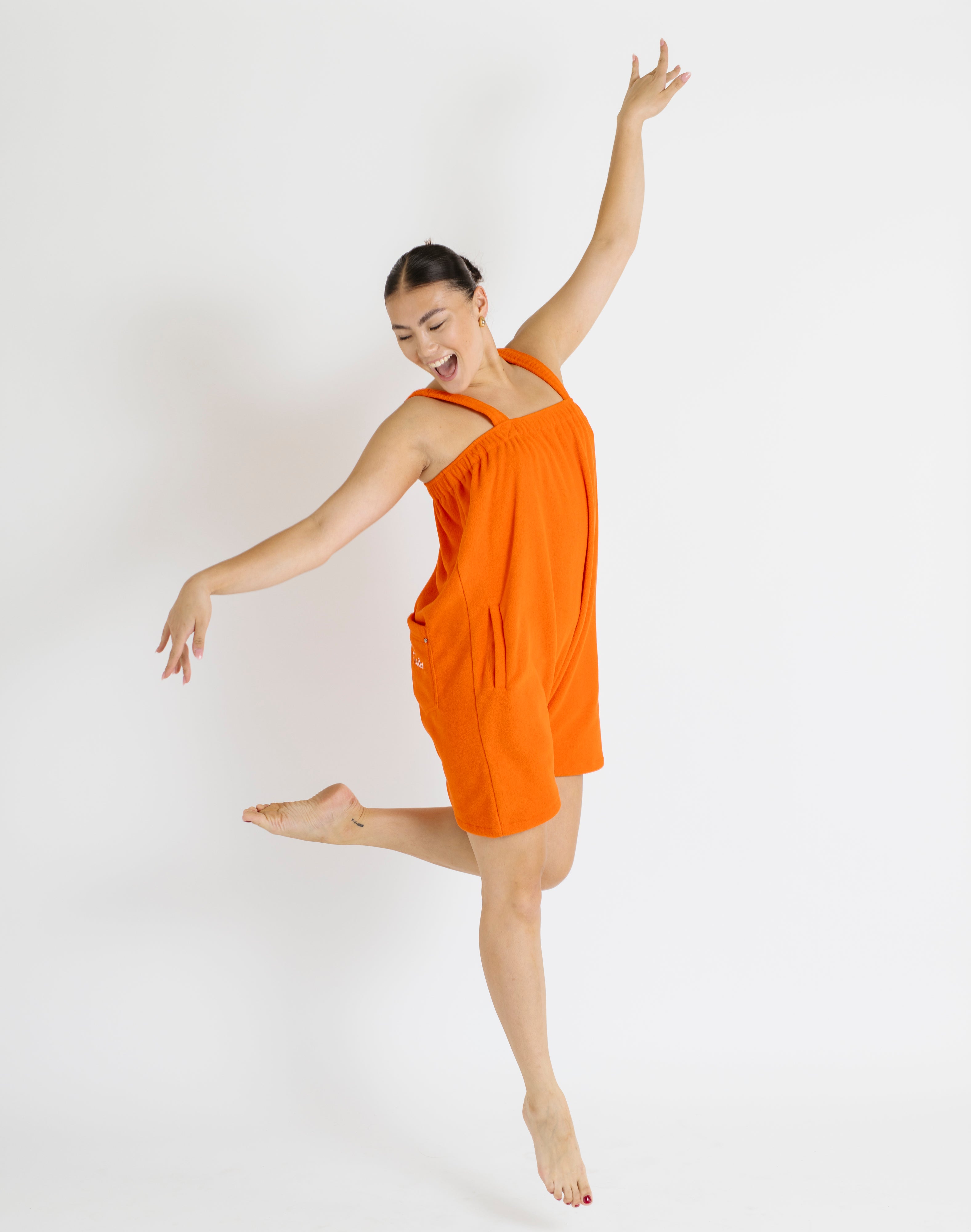 Orange Short Polar Fleece Onesie | Ready Freddie