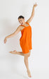 Orange short fleece onesie for getting ready