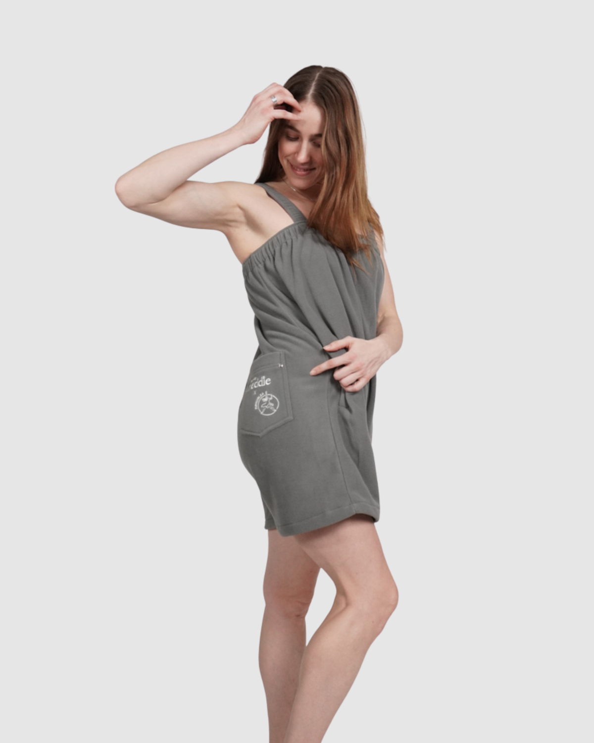 Grey collaboration onesie in 100% polyester polar fleece