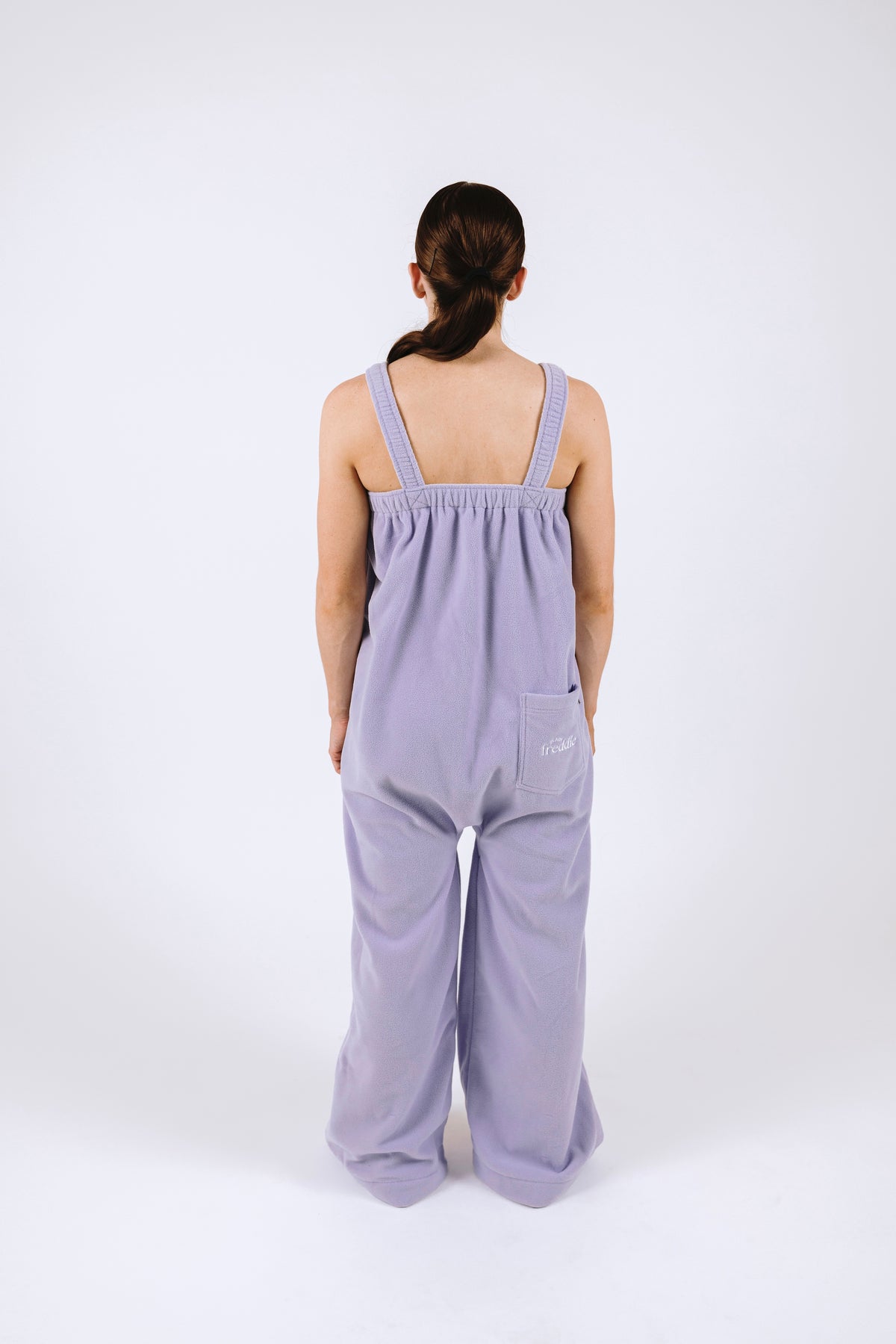 Lilac purple long fleece onesie for getting ready