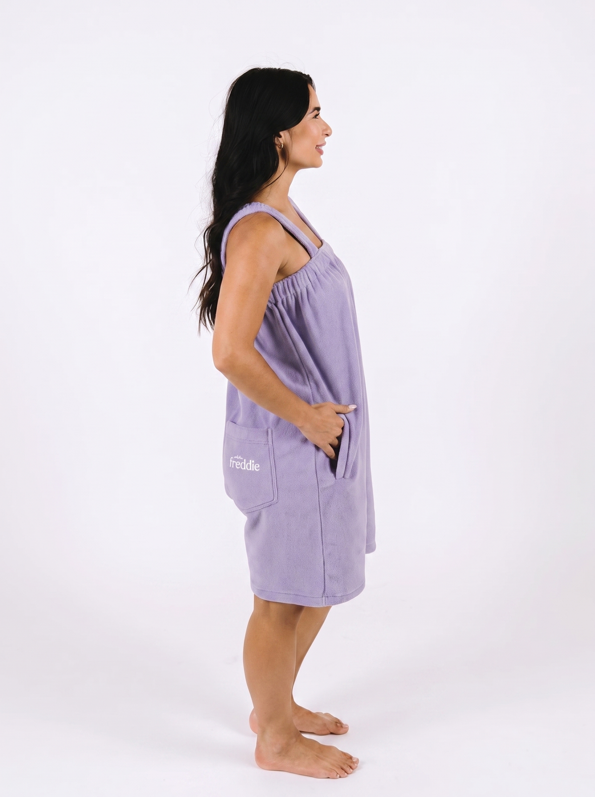 Lilac purple short onesie in 100% polyester polar fleece