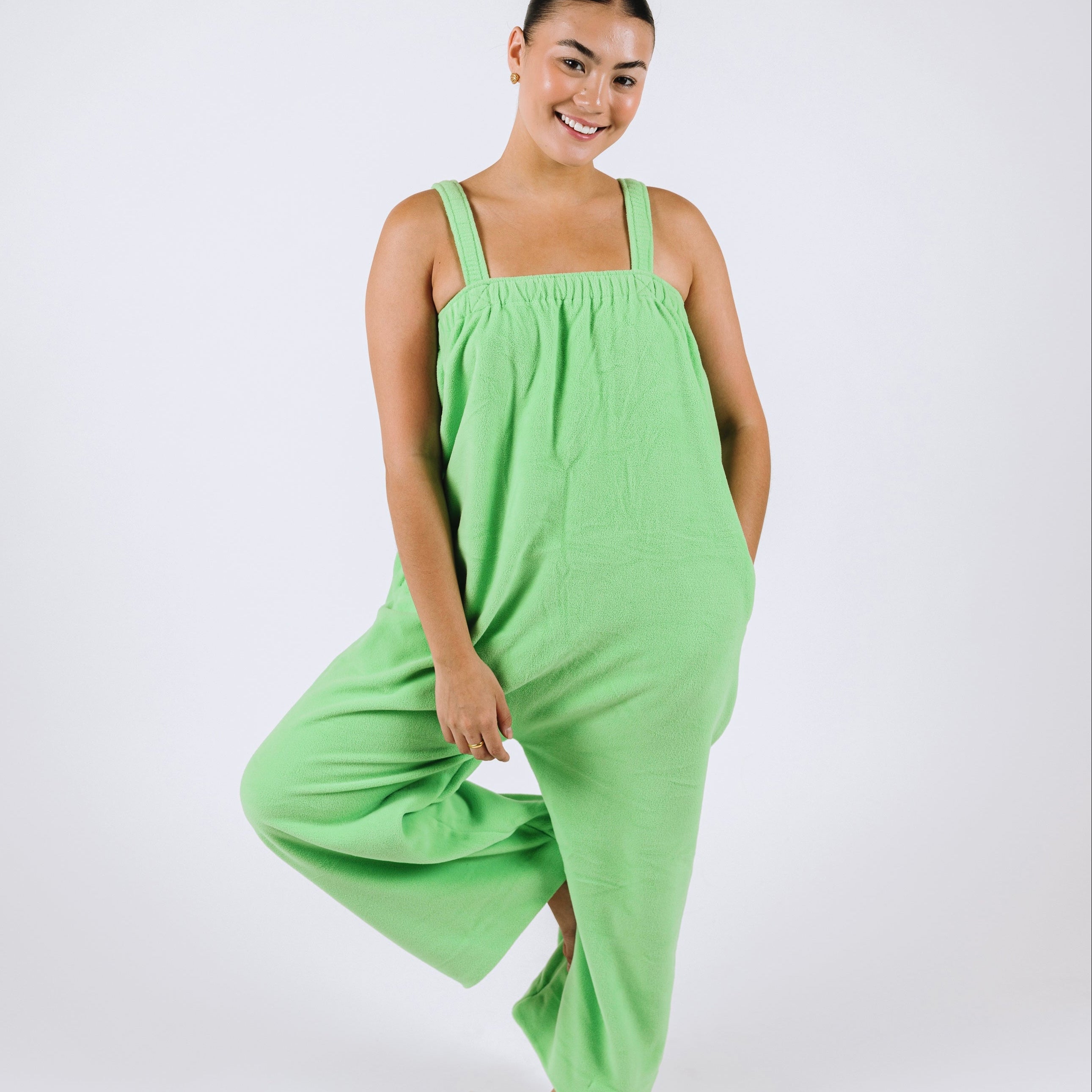 Lime green long Ready Freddie polar fleece onesie