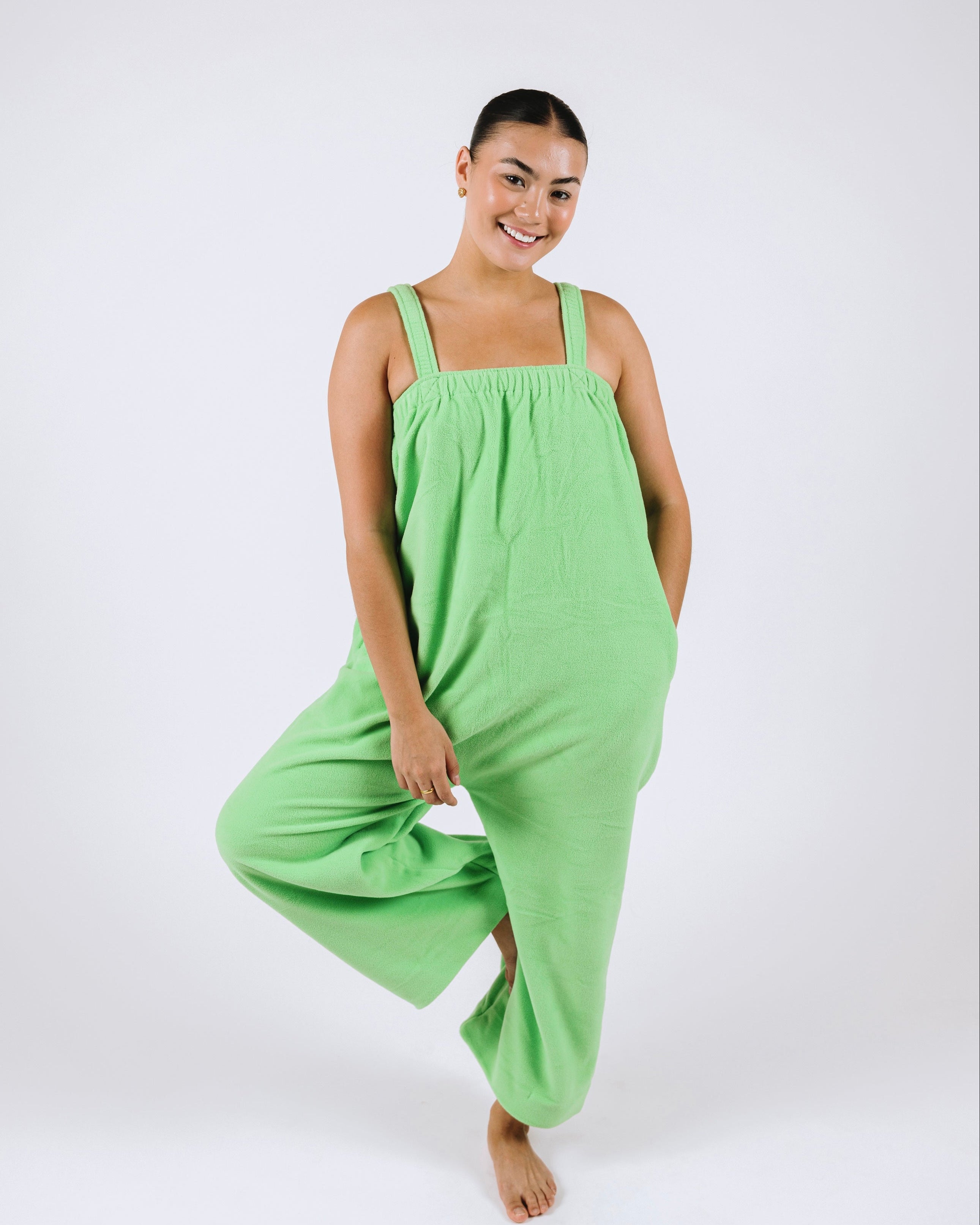 Lime green long Ready Freddie polar fleece onesie