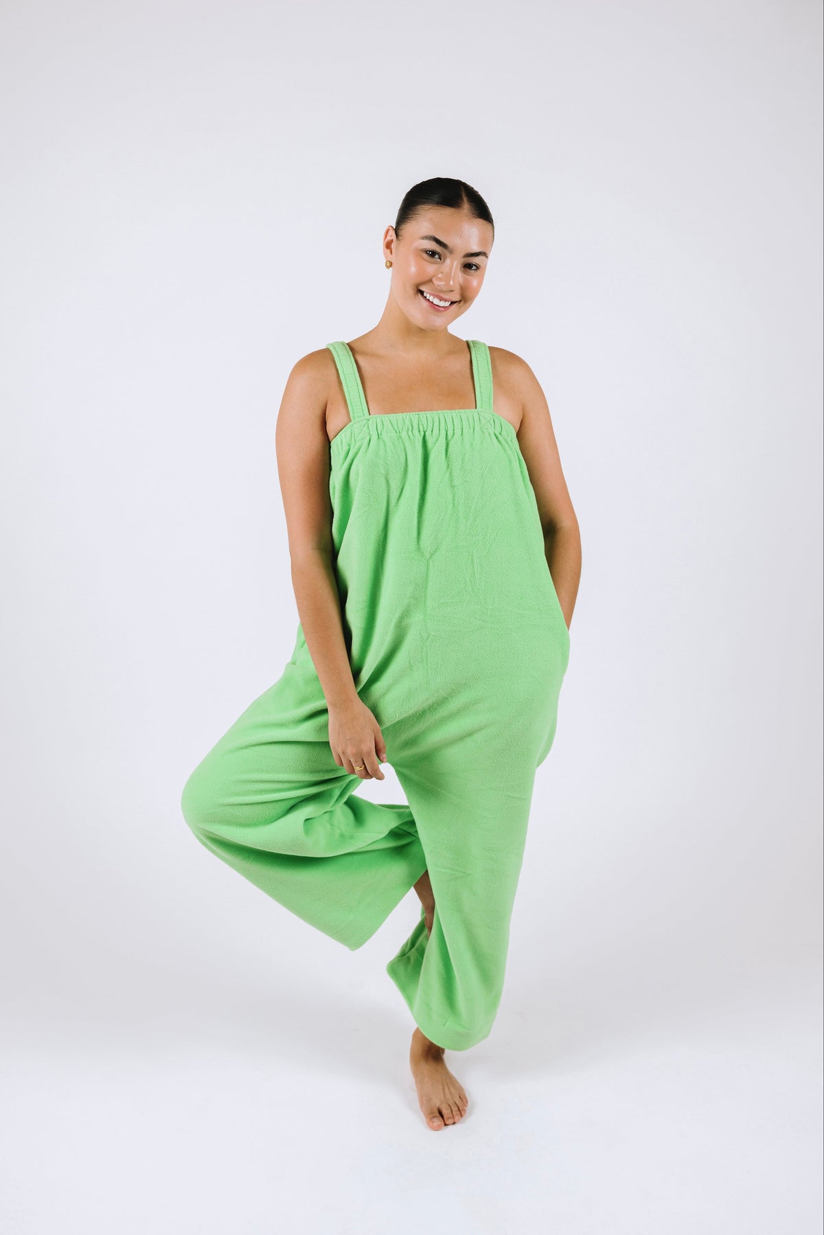 Lime green long Ready Freddie polar fleece onesie