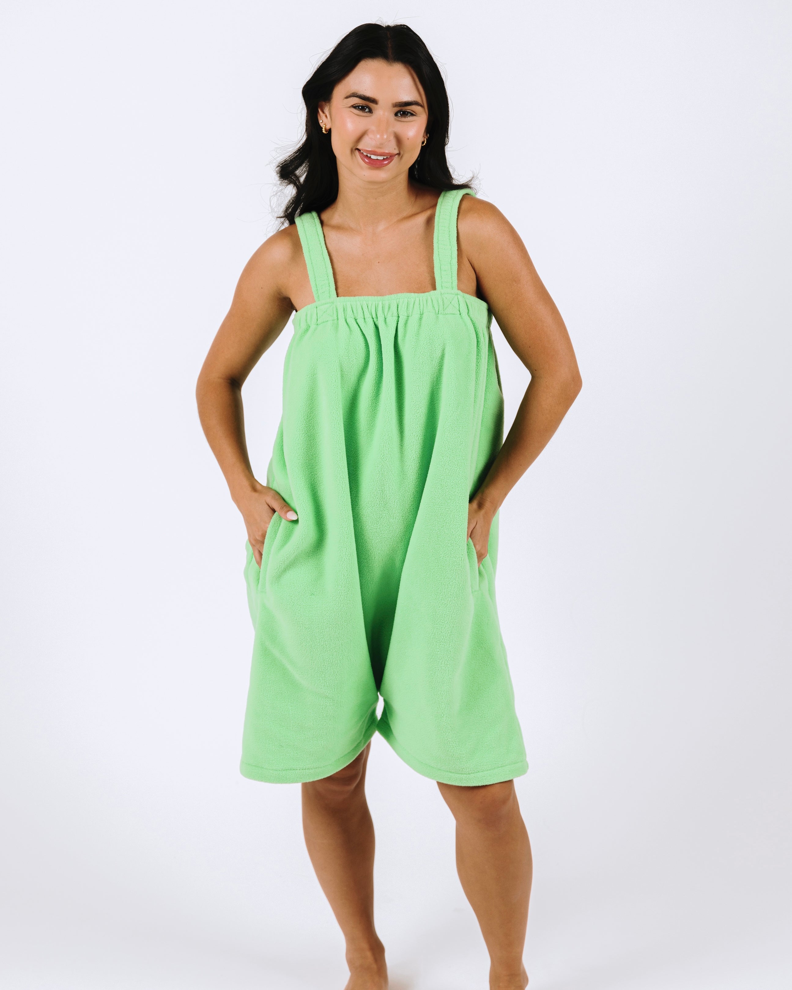 Lime green short Ready Freddie polar fleece onesie