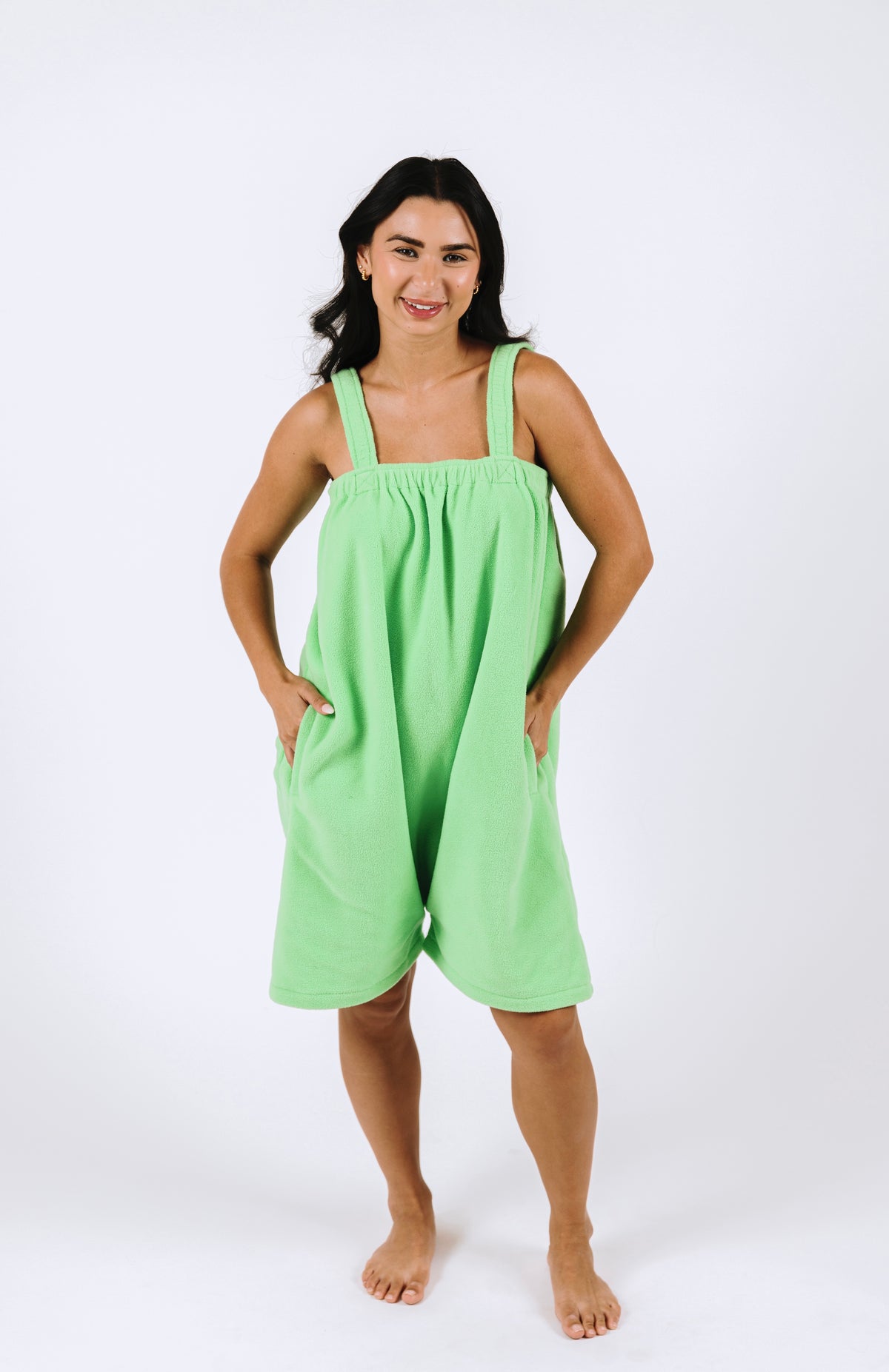 Lime green short Ready Freddie polar fleece onesie