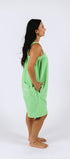 Lime green short onesie in 100% polyester polar fleece