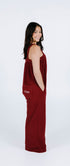 Maroon red long fleece onesie for getting ready