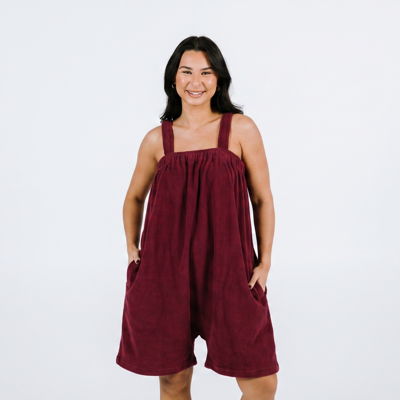 Maroon red short Ready Freddie polar fleece onesie