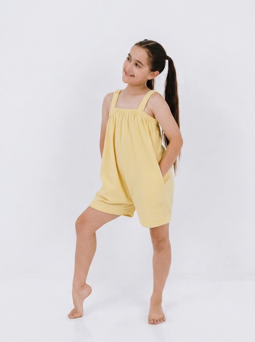 Mellow yellow kids onesie in 100% polyester polar fleece