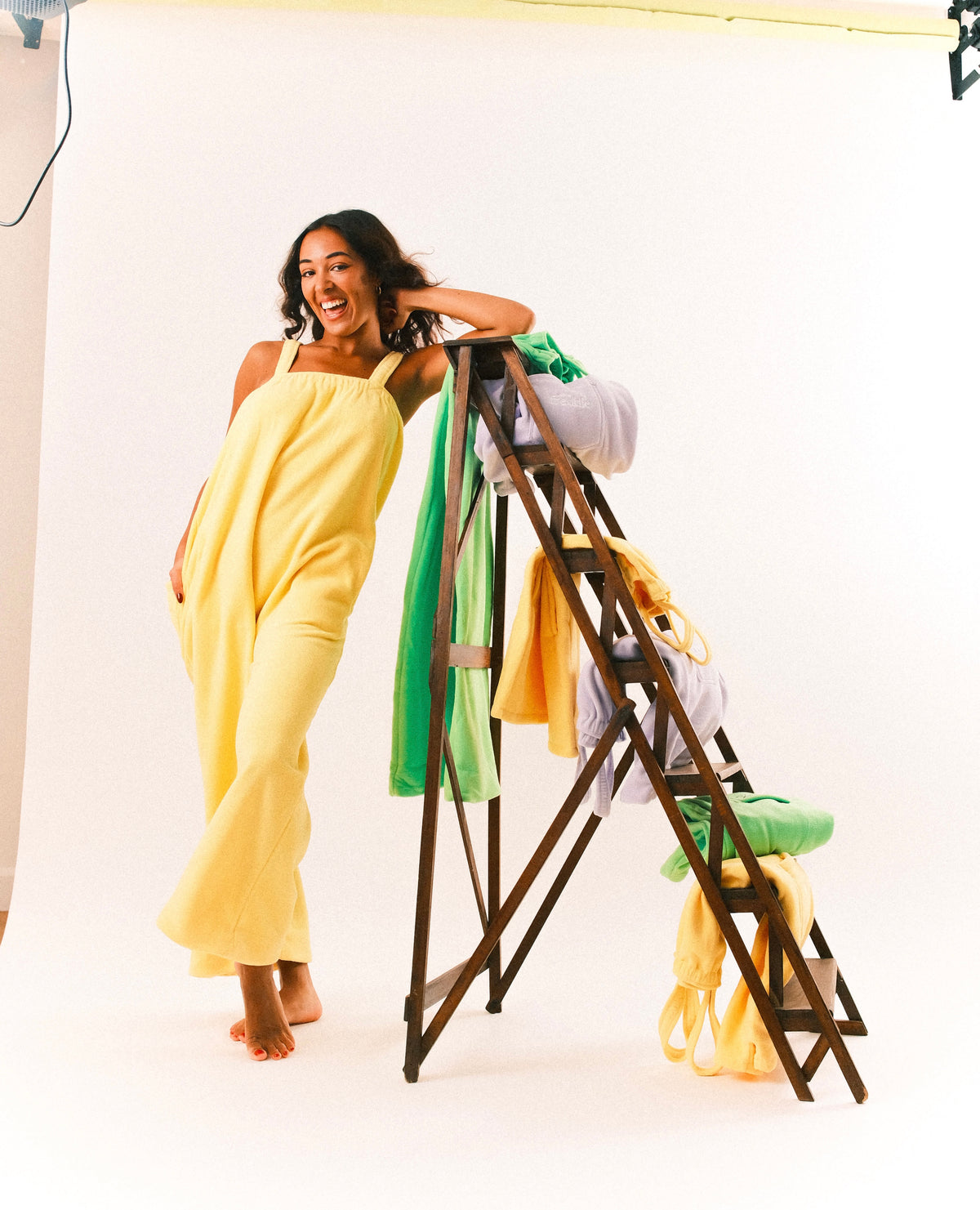 Cosy mellow yellow long polar fleece one piece