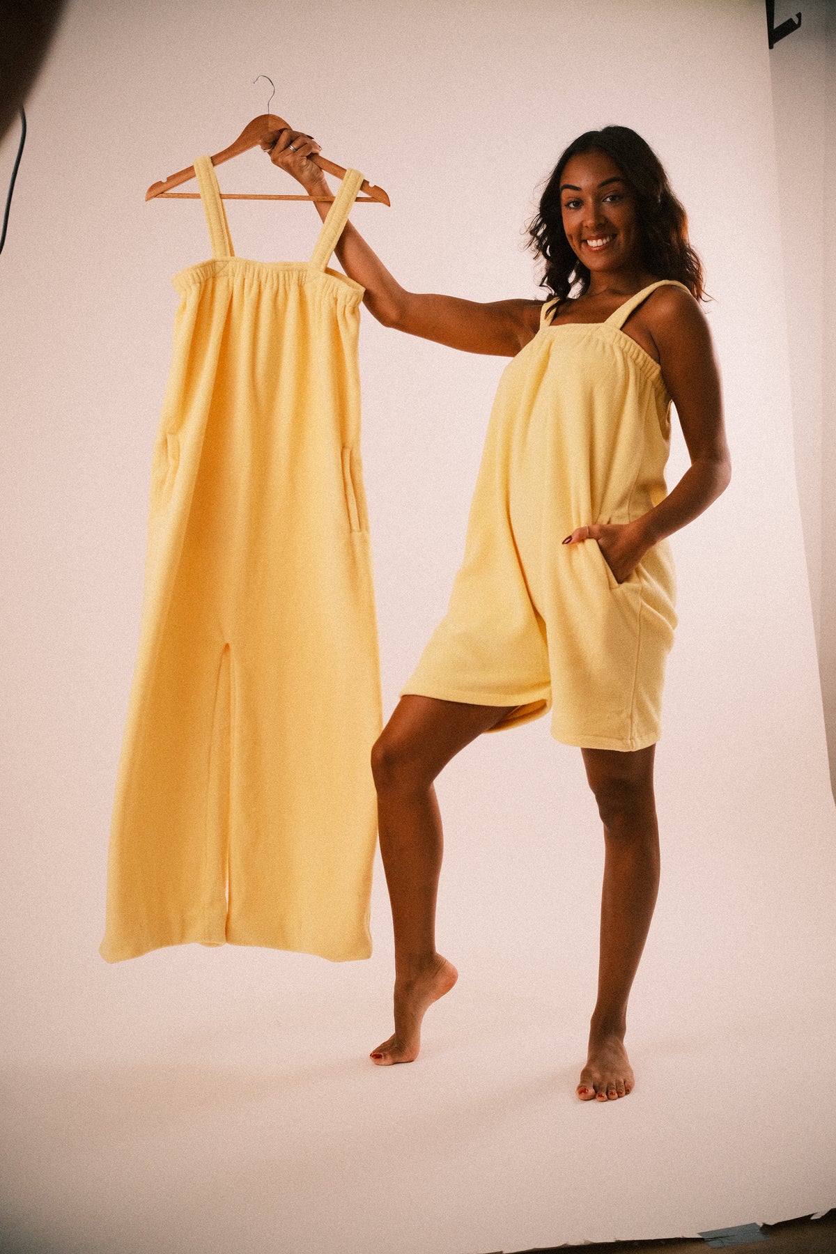 Soft mellow yellow long fleece onesie by Ready Freddie