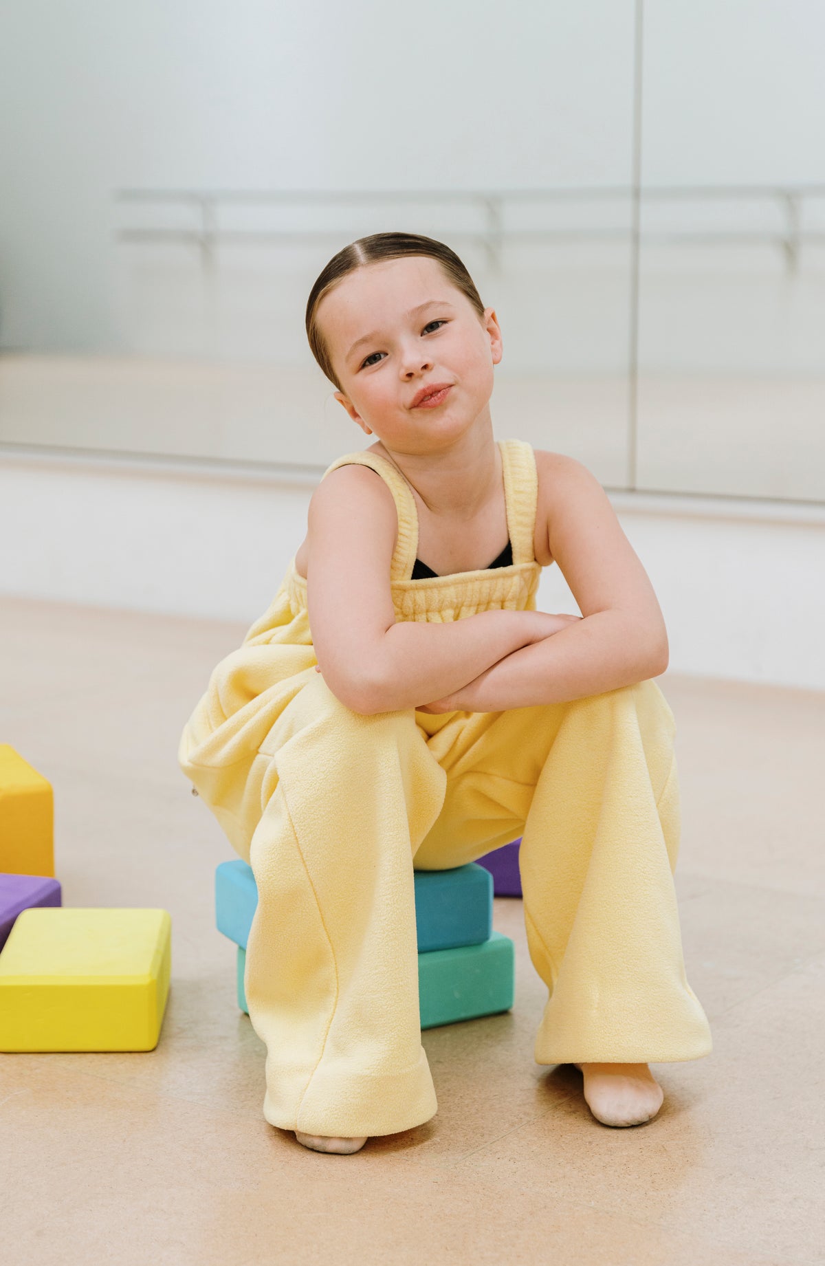 Mellow yellow long one piece jumpsuit in polar fleece