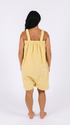 Mellow yellow short fleece onesie for getting ready