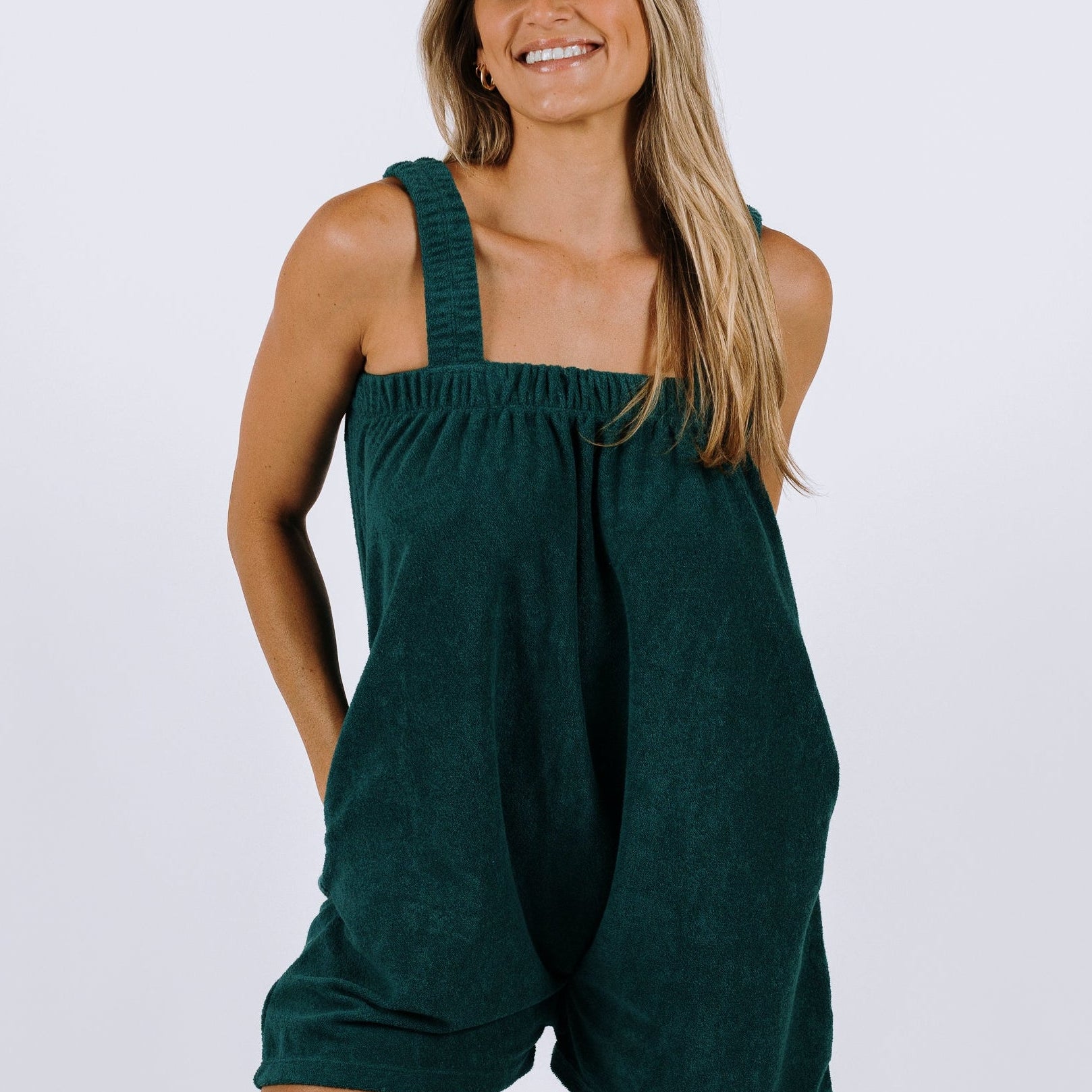 Mermaid tail teal green terry towel Freddie onesie