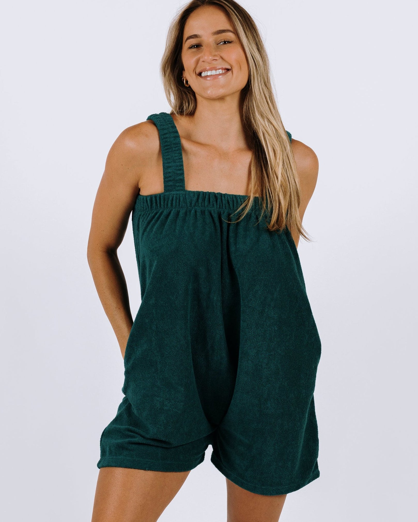 Mermaid tail teal green terry towel Freddie onesie