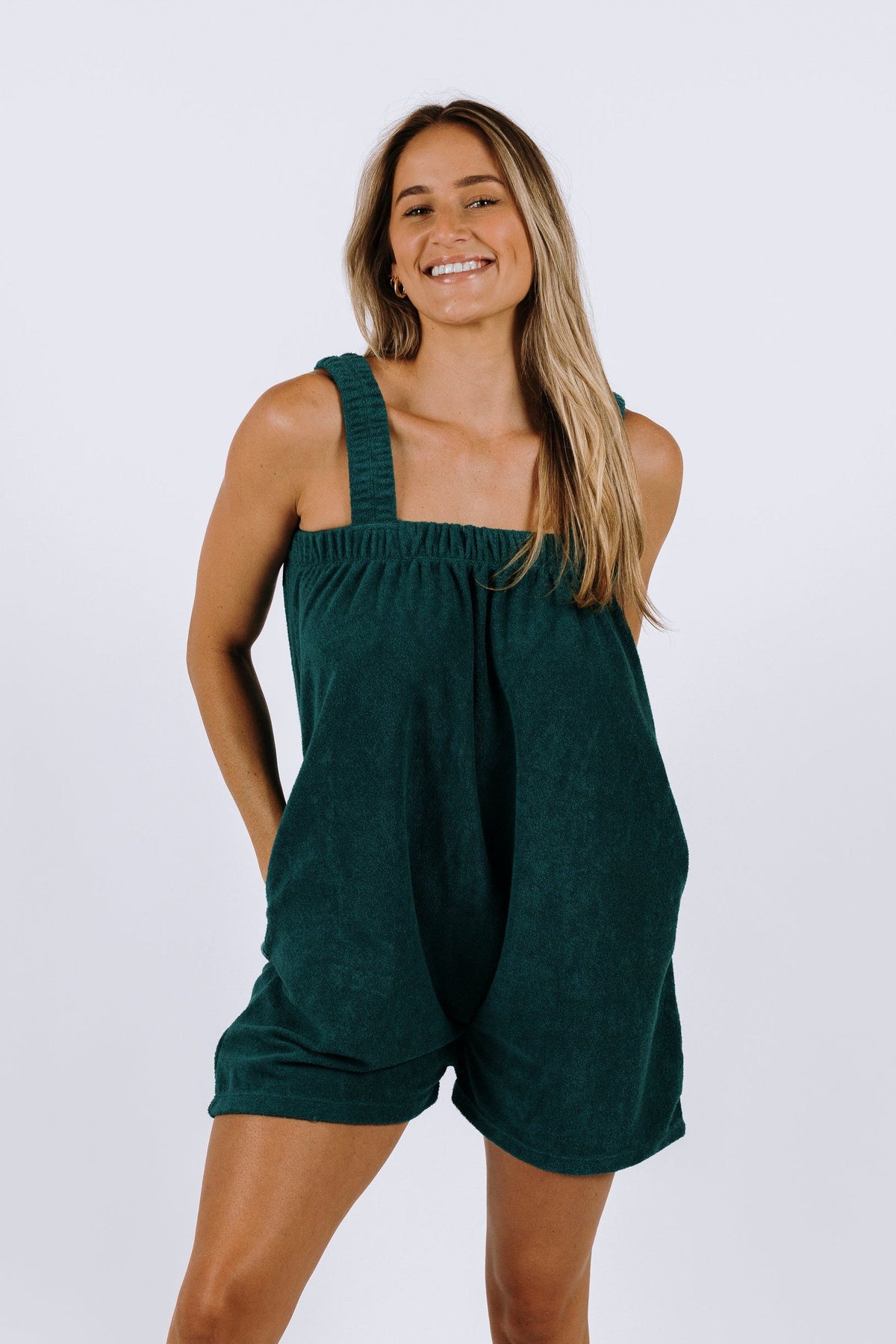 Mermaid tail teal green terry towel Freddie onesie