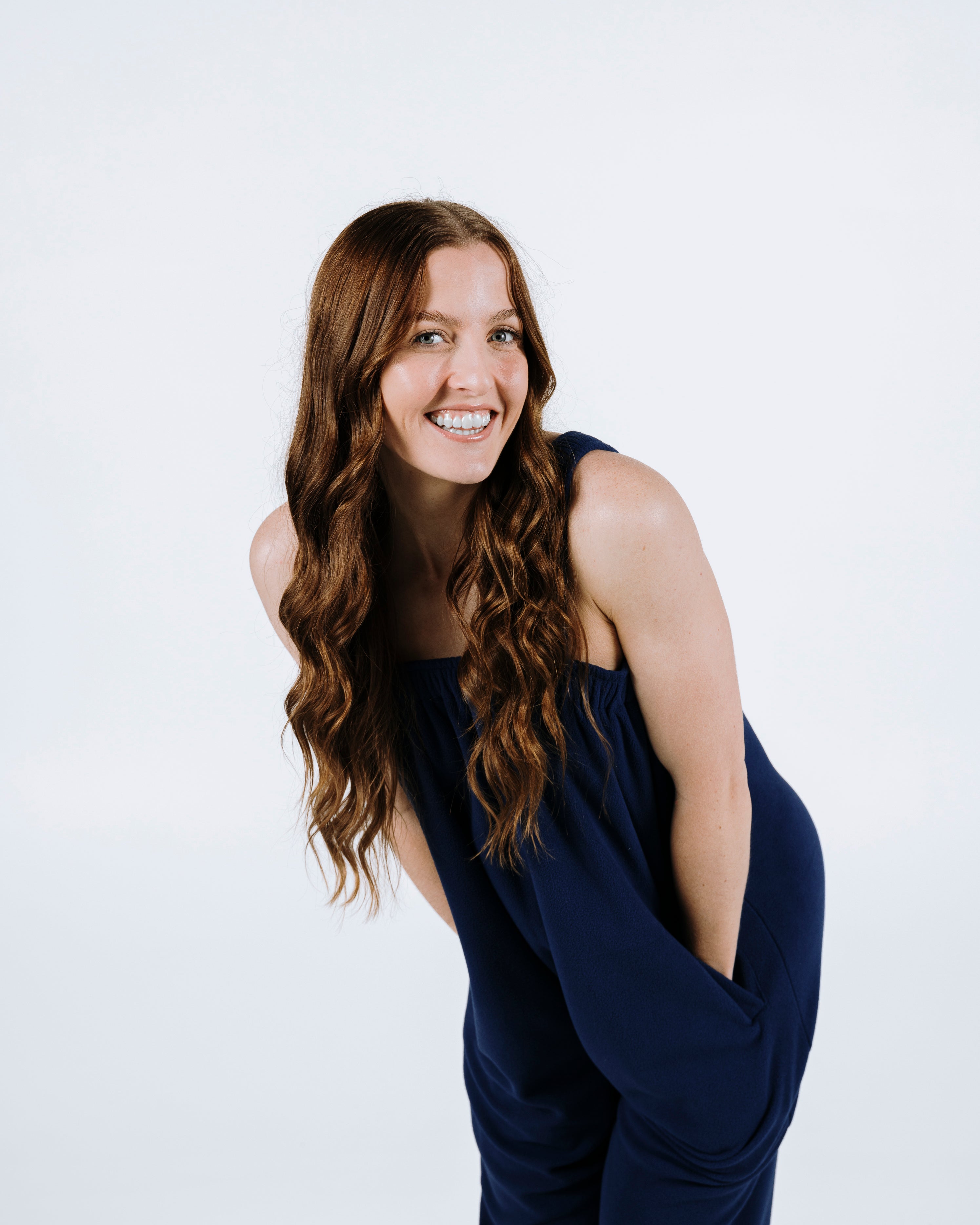 Navy blue long onesie in 100% polyester polar fleece