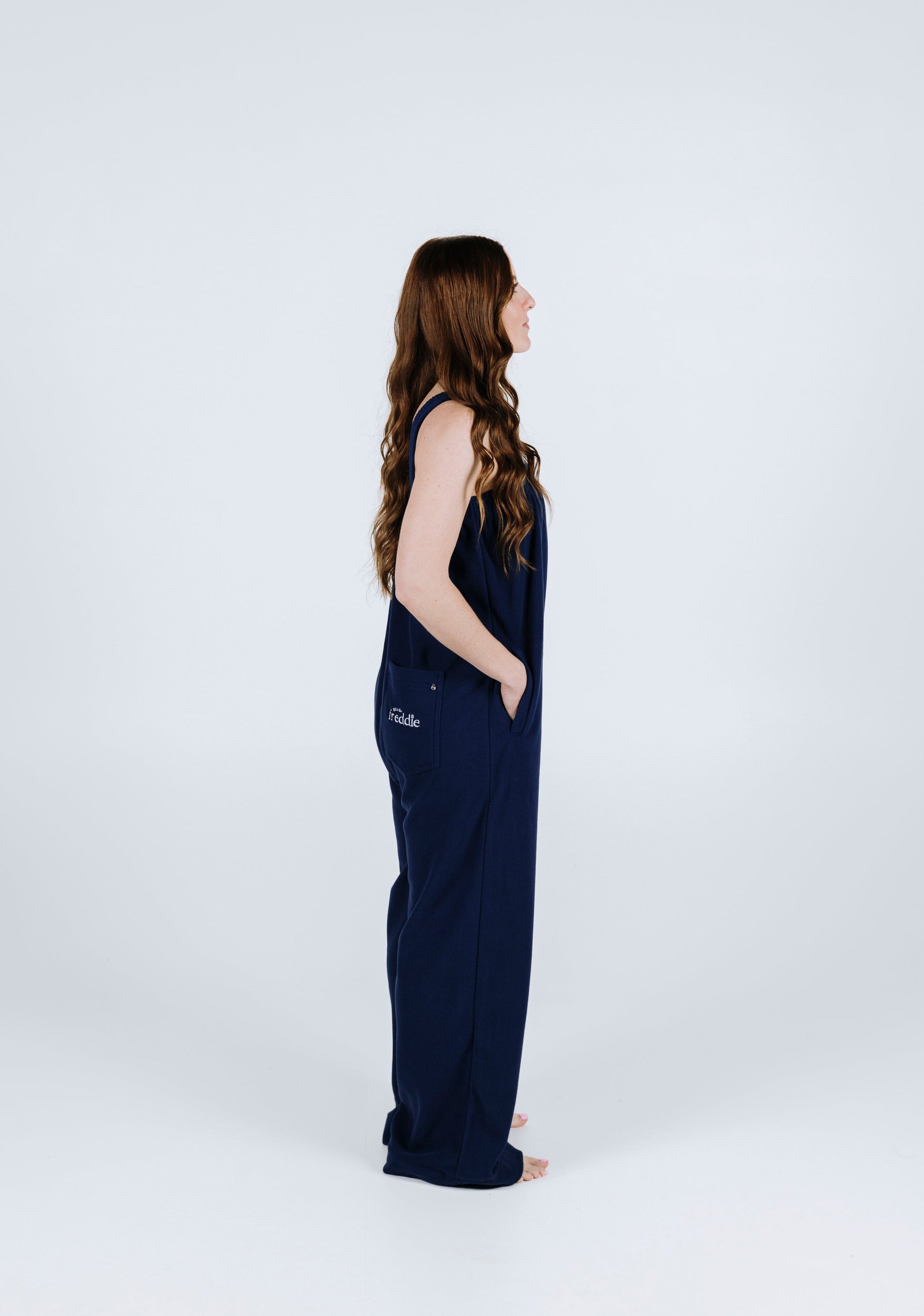 Navy blue long Ready Freddie onesie in Adult and Plus sizes