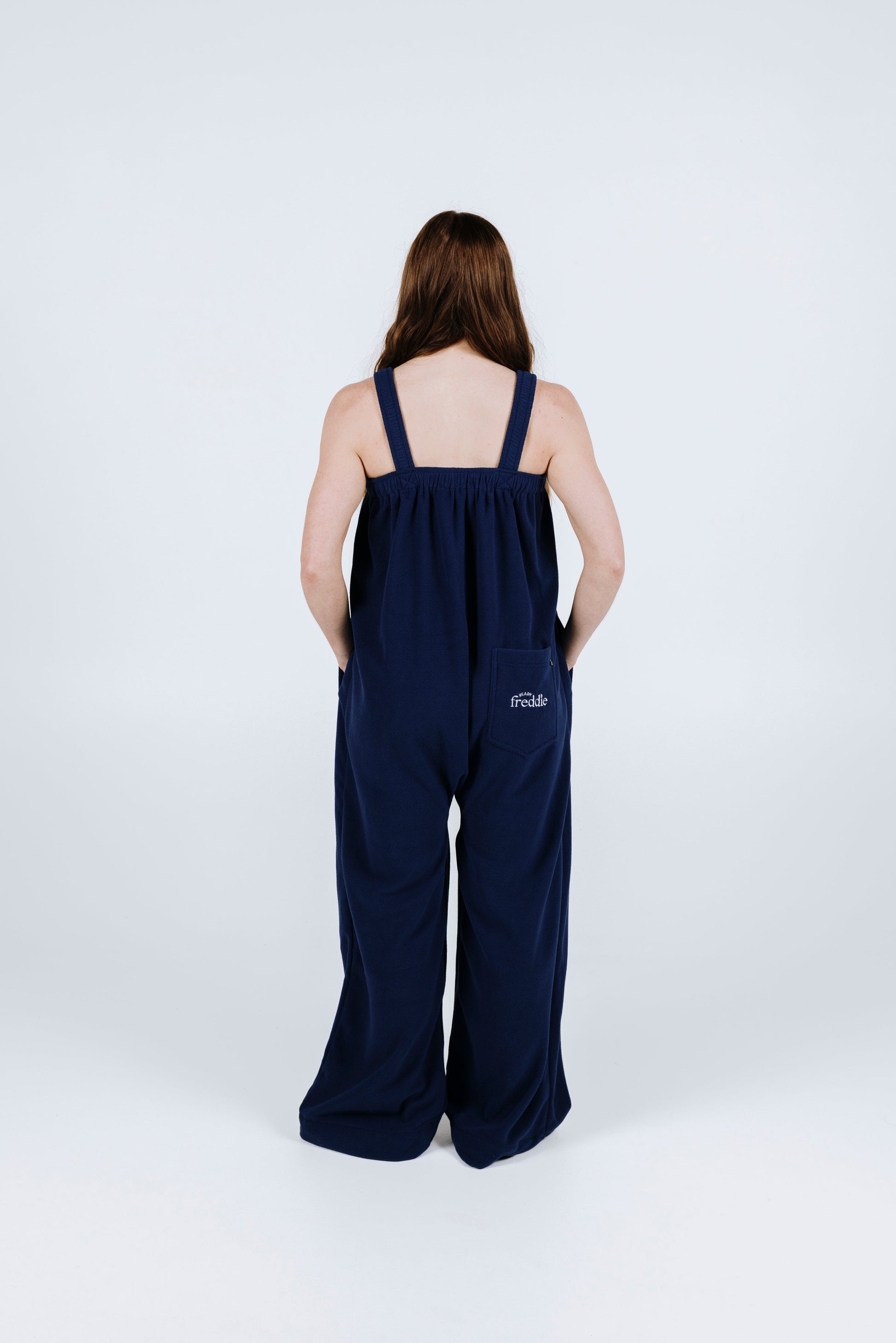 Cosy navy blue long polar fleece one piece