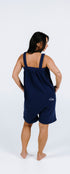 Navy blue short Ready Freddie onesie in Adult and Plus sizes