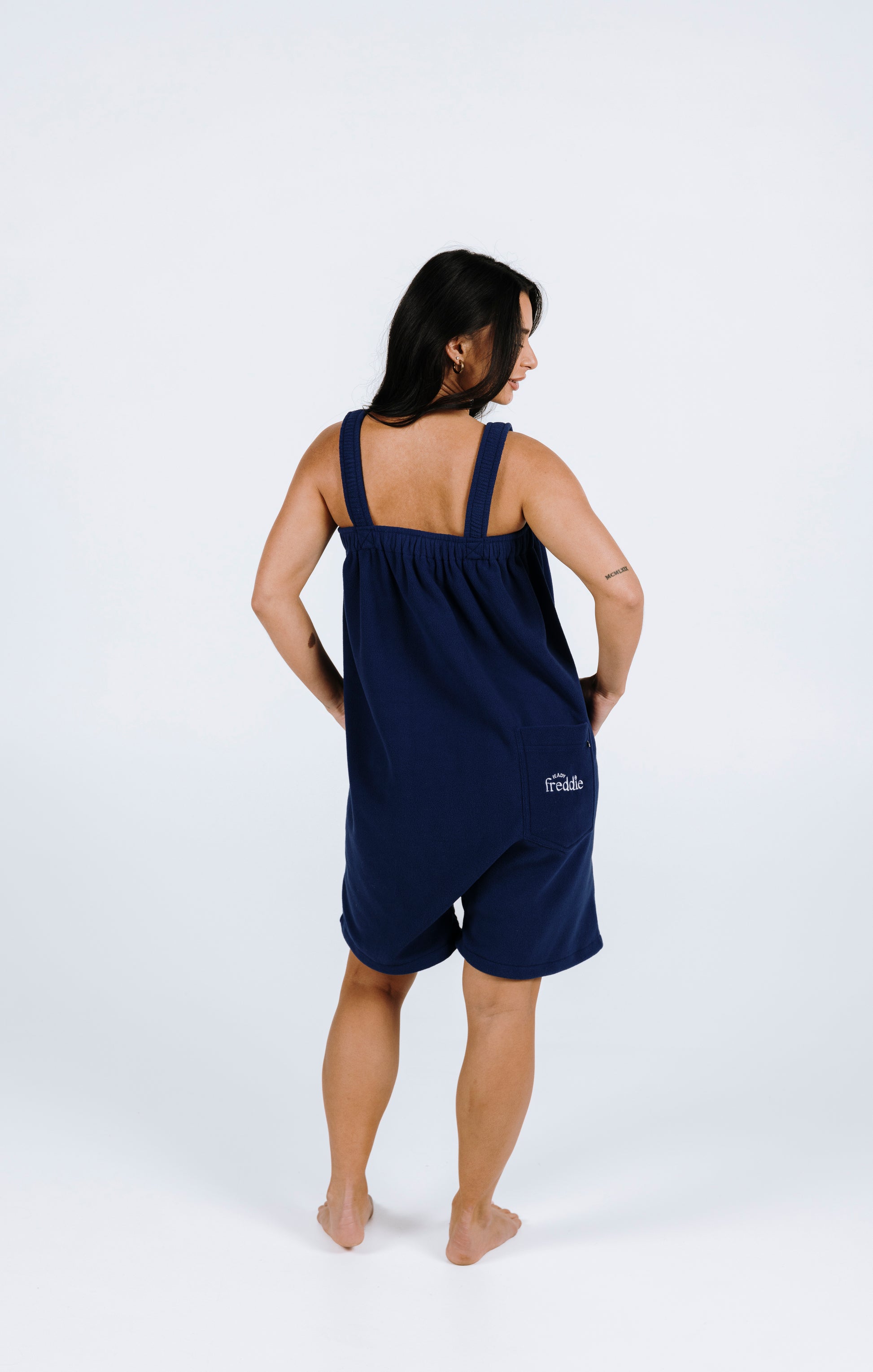 Navy blue short Ready Freddie onesie in Adult and Plus sizes