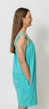 Ocean blue towel onesie in soft terry toweling fabric