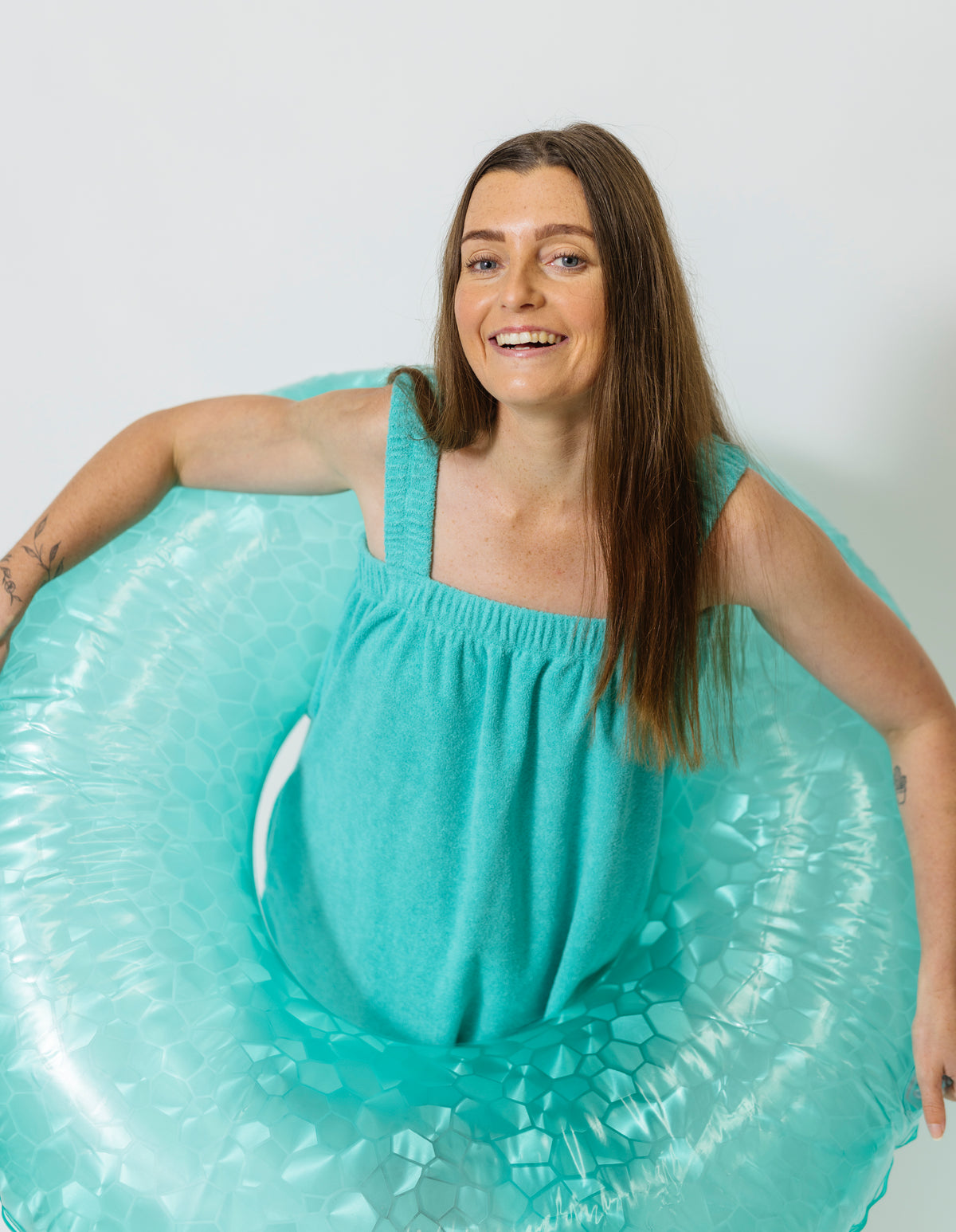 Lightweight ocean blue towel onesie in Adult sizes
