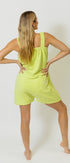 Breathable paradise green terry towel onesie for beach days