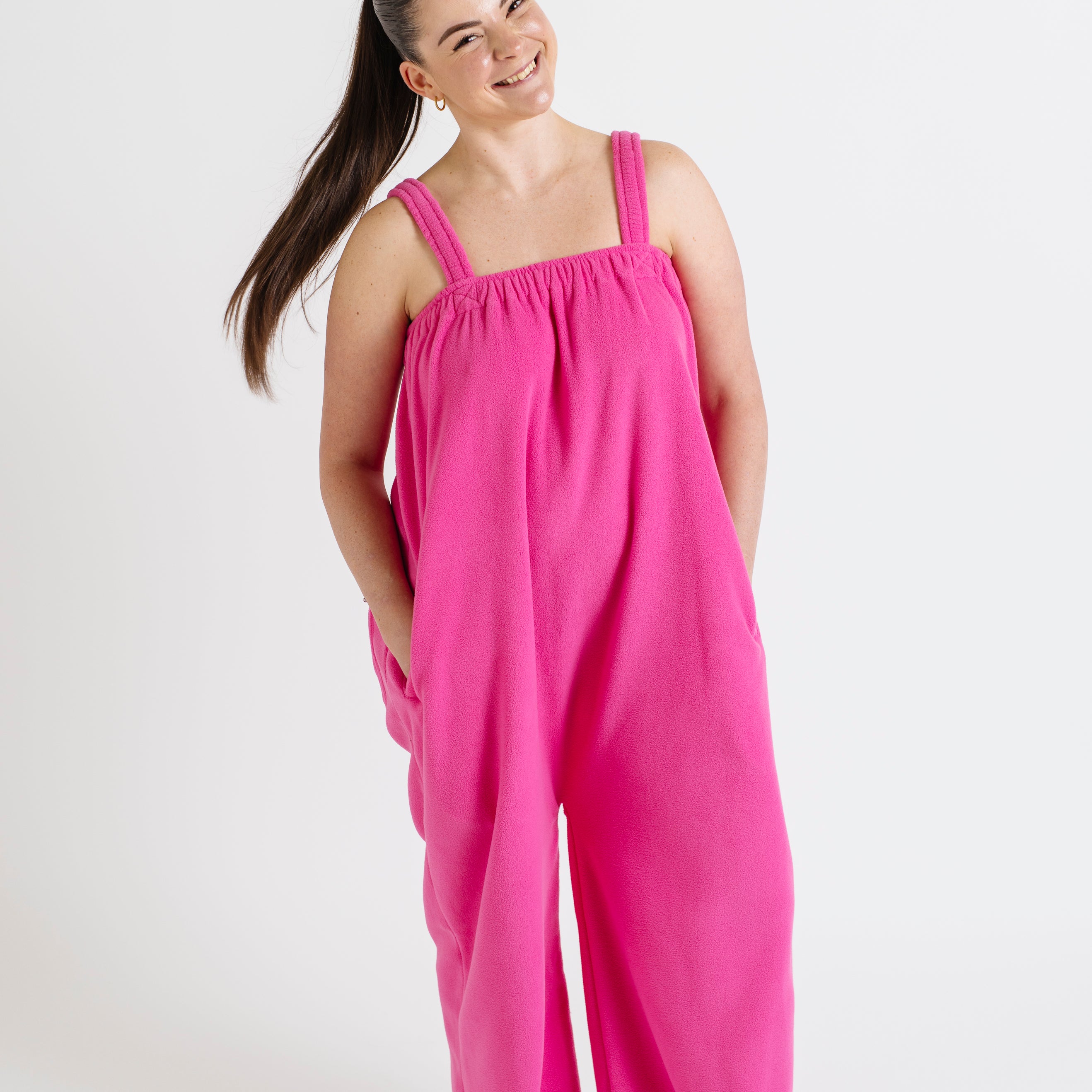 Paris pink long Ready Freddie polar fleece onesie