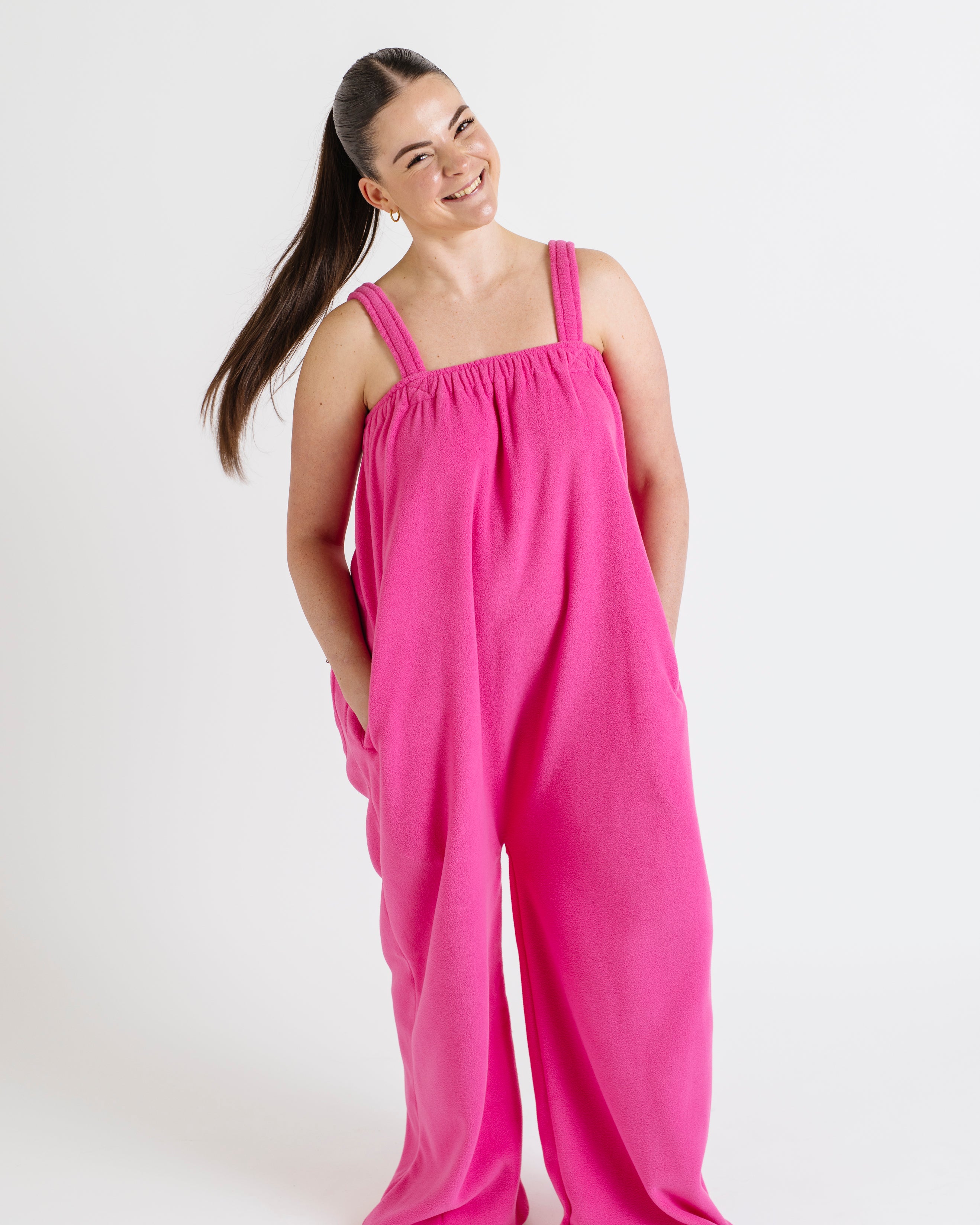 Paris pink long Ready Freddie polar fleece onesie