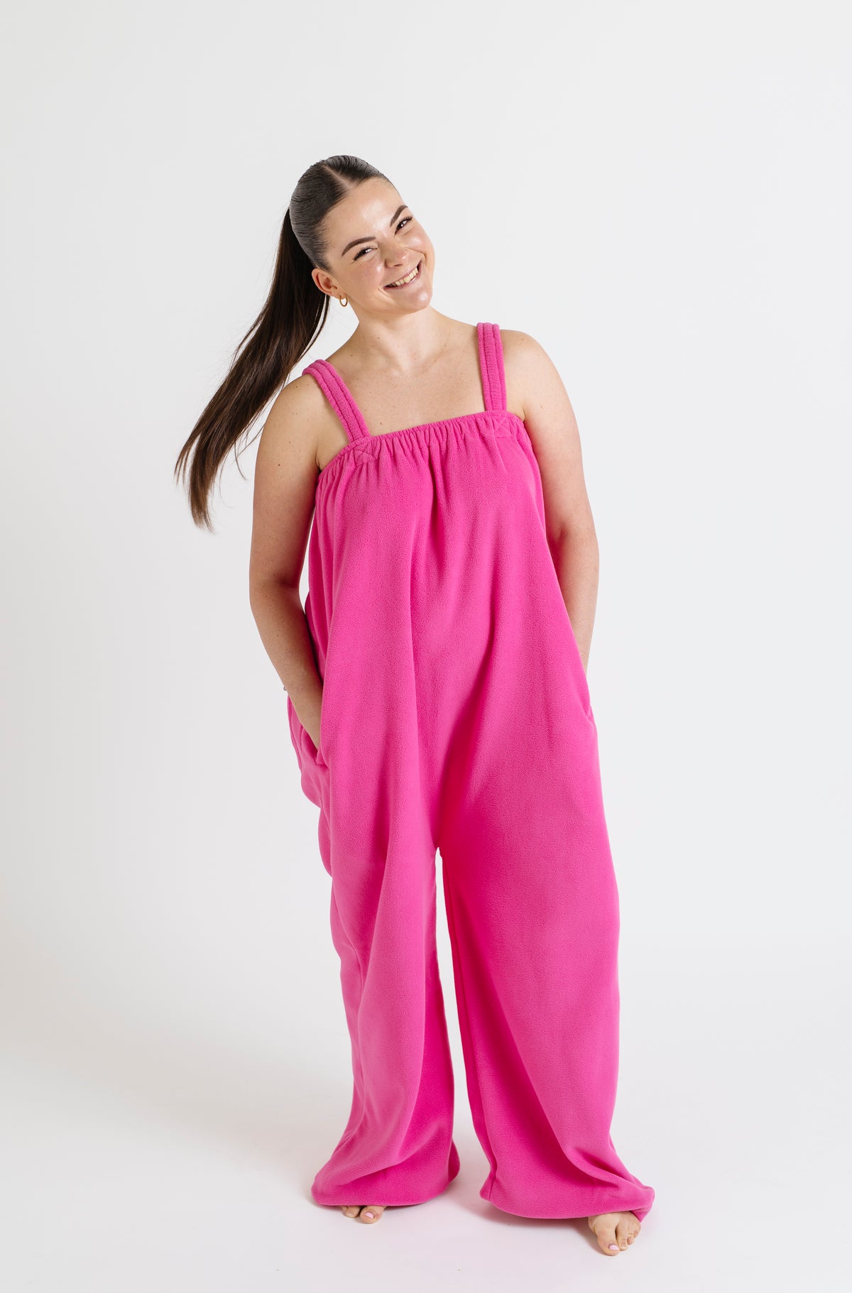 Paris pink long Ready Freddie polar fleece onesie
