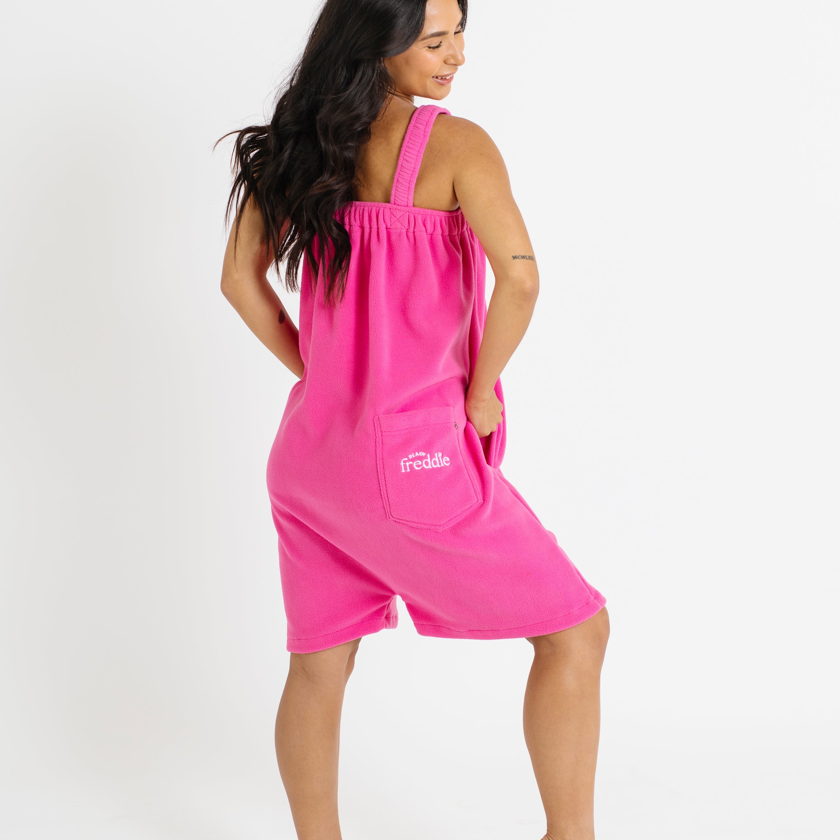 Paris pink short Ready Freddie polar fleece onesie