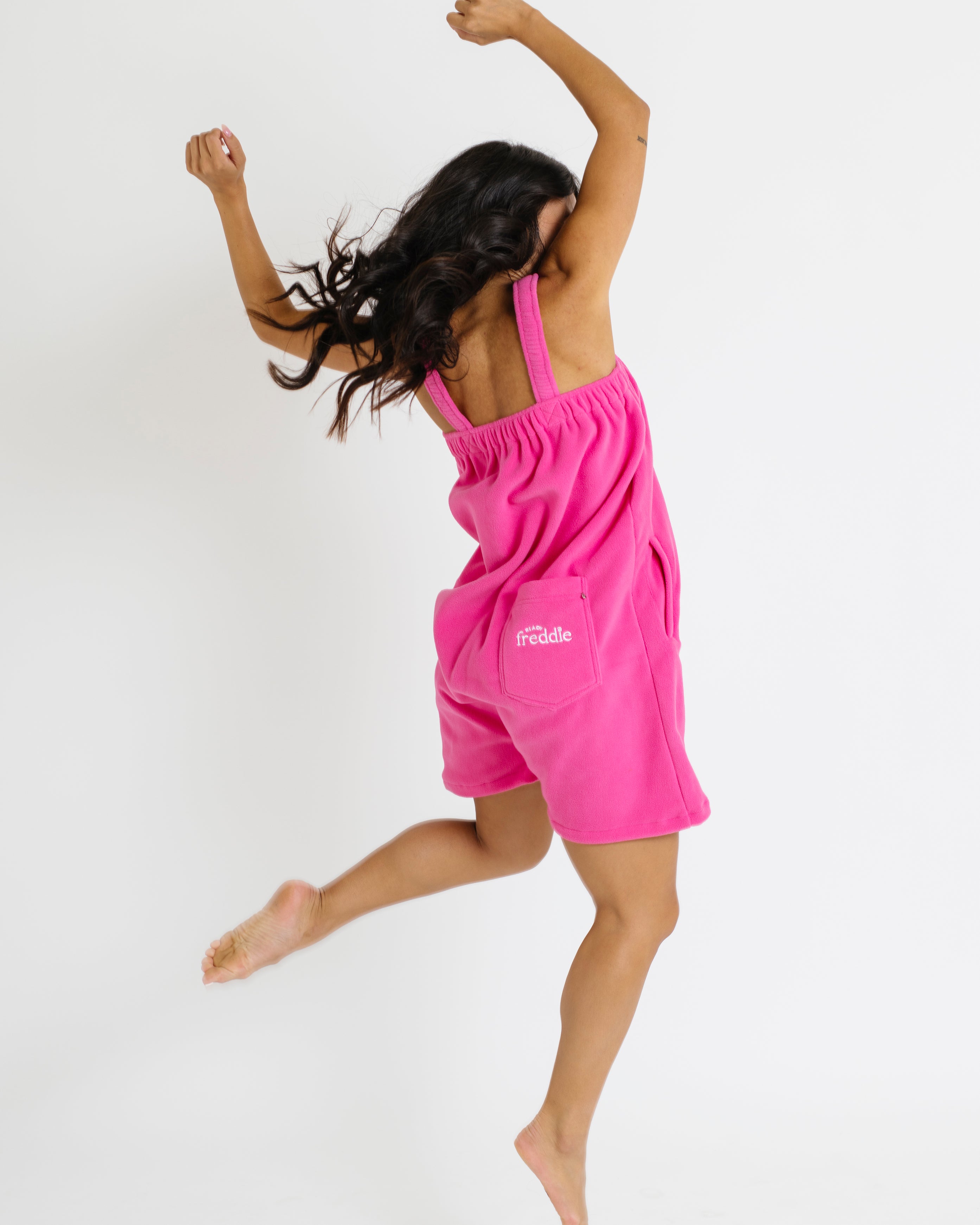 Paris pink short onesie in 100% polyester polar fleece