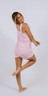 Pearl pink terry towelling onesie for after the shower