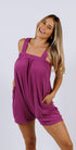 Plum purple lightweight terry towel Freddie onesie