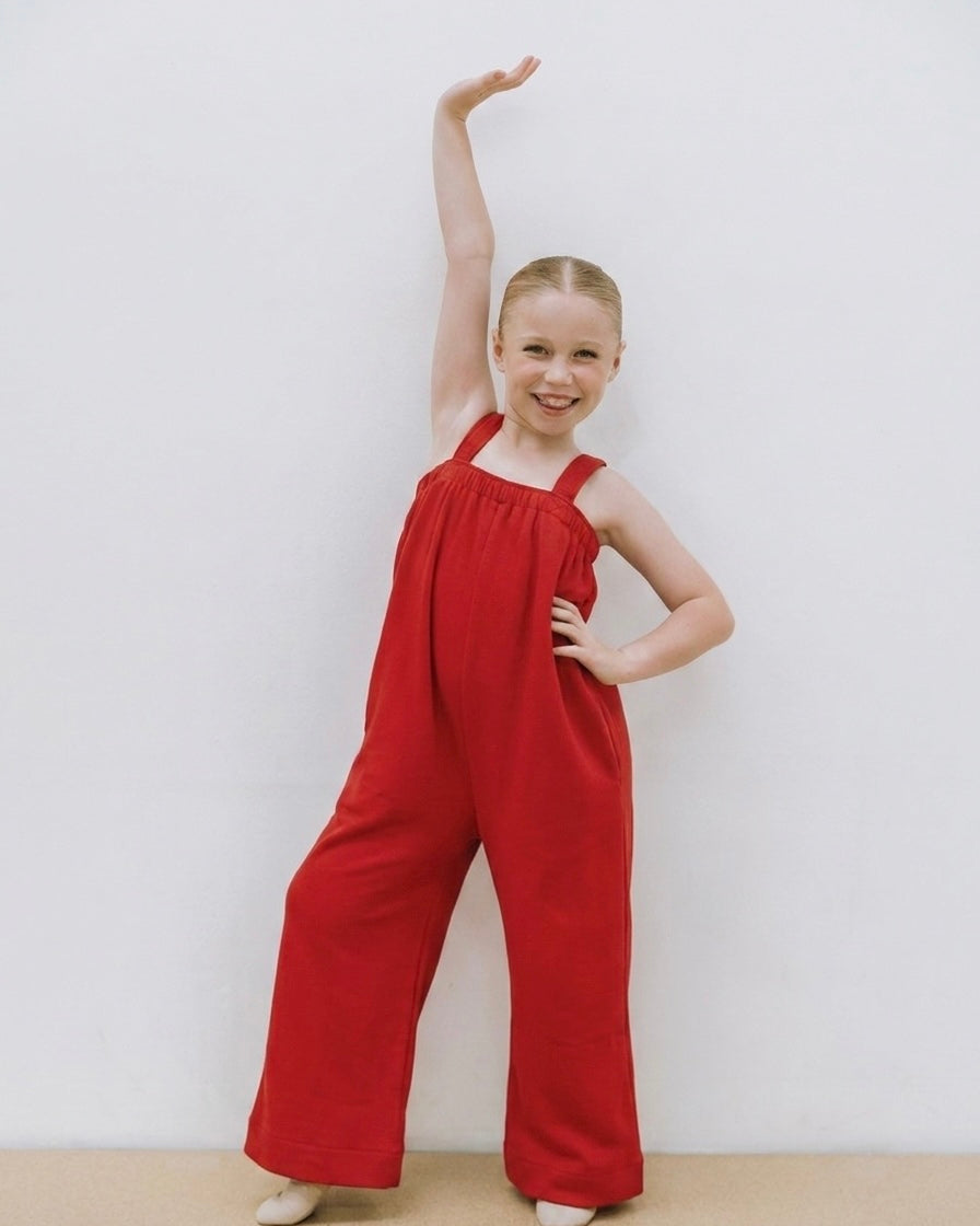 Red kids onesie in 100% polyester polar fleece