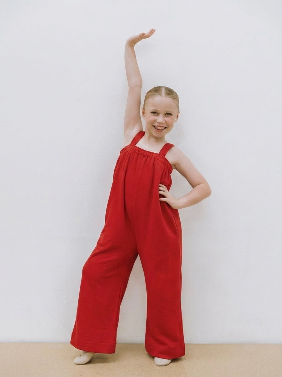 Red kids onesie in 100% polyester polar fleece