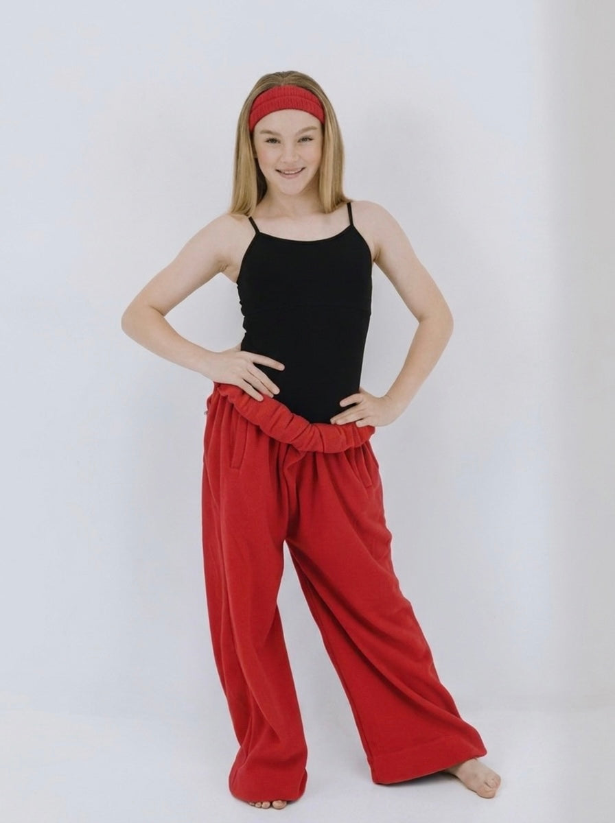 Red kids fleece onesie in Junior and Teen sizes